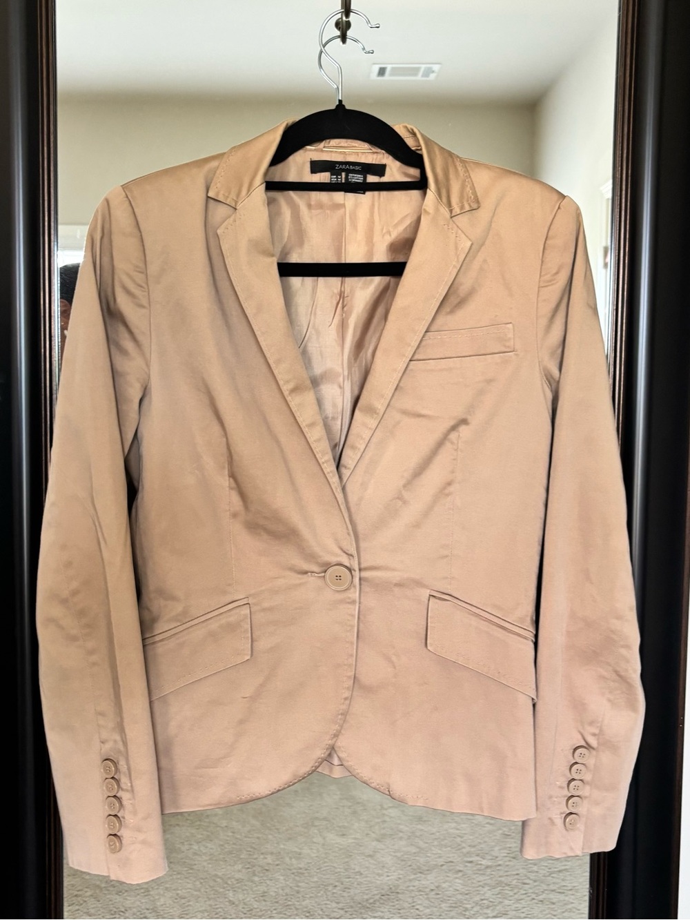 Zara Basic Camel Beige Tailored Blazer Jacket Size M